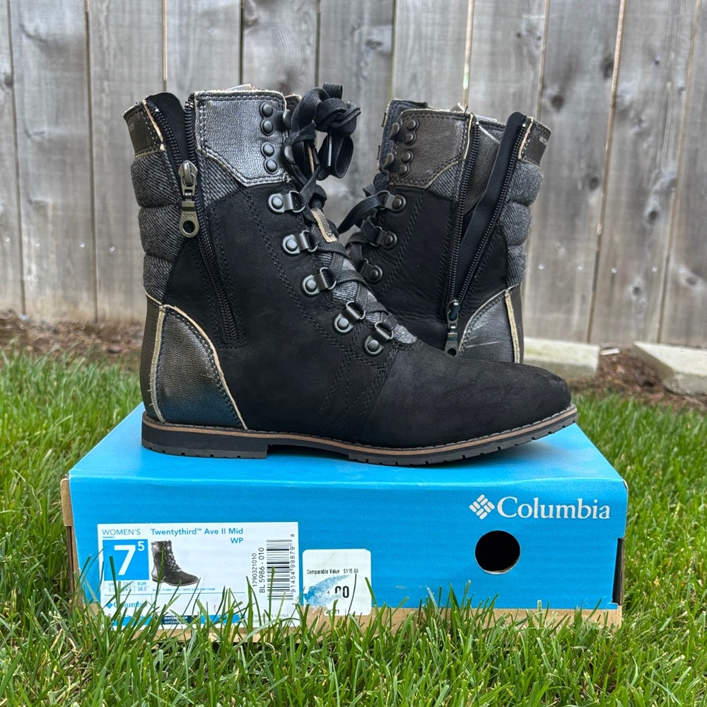 NEW Columbia WMNs Twentythird Ave II Mid-  Black Lace Up Waterproof Boots